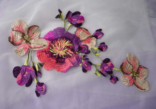 VT502 Watercolor Floral Flowers Venise Applique Trendy Design