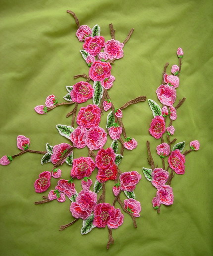 VT503 Fuchsia-tone Floral Flowers Venise Applique Motif 2pcs VT503 Fuchsia-tone Floral Flowers Venise Applique Motif 2pcs