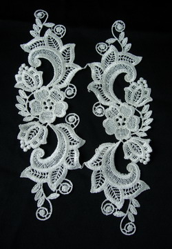 VT53 Pair Mirror Floral Lace Venise Venice Applique Motif Cream VT53 Pair Mirror Floral Lace Venise Venice Applique Motif Cream