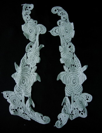 VT61 Mirror Pair FLoral Soft Venice Venise Applique Motif Bridal VT61 Mirror Pair FLoral Soft Venice Venise Applique Motif Bridal