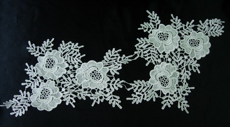 VT83 Mirror Pair Floral Flowers Lace Venise Venice Applique