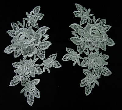 VT91 Mirror Pair Floral Roses Lace Venise Venice Applique VT91 Mirror Pair Floral Roses Lace Venise Venice Applique