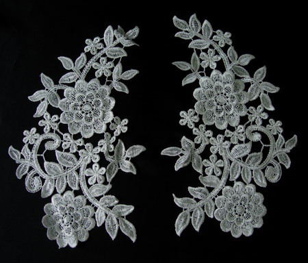 VT92 Large Mirror Pair Floral Lace Venise Venice Applique