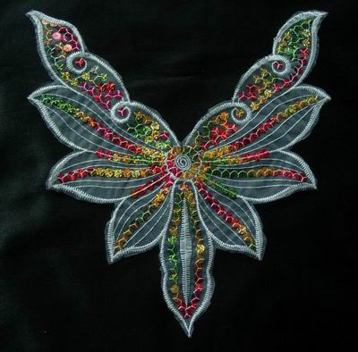 VN06 2pcs Leaf Necklace Venise Applique Multicolor Sequins VN06 2pcs Leaf Necklace Venise Applique Multicolor Sequins