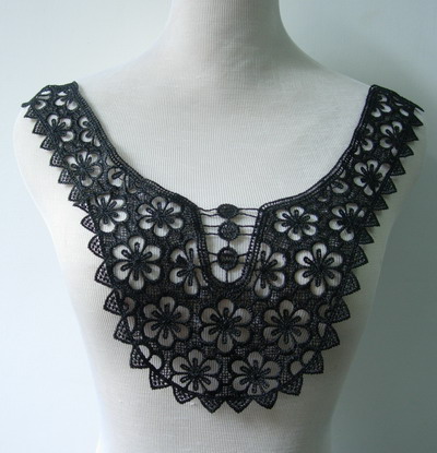 VK238 Vintage Lace Front Collar Venise Venice Applique Black VK238 Vintage Lace Front Collar Venise Venice Applique Black