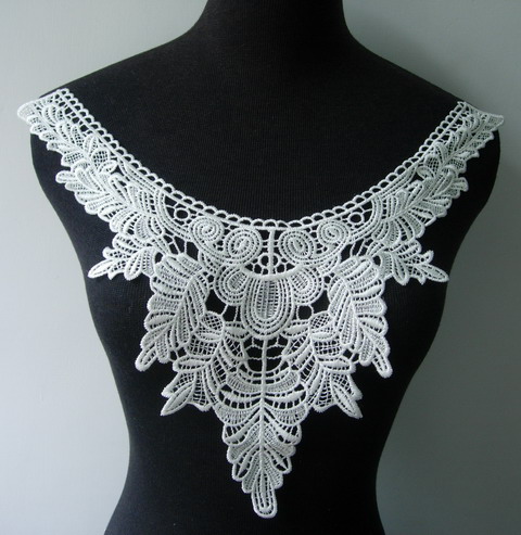 VK278 Leaf Leaves Neckline Yoke Lace Venise Venice Motif Cream VK278 Leaf Leaves Neckline Yoke Lace Venise Venice Motif Cream