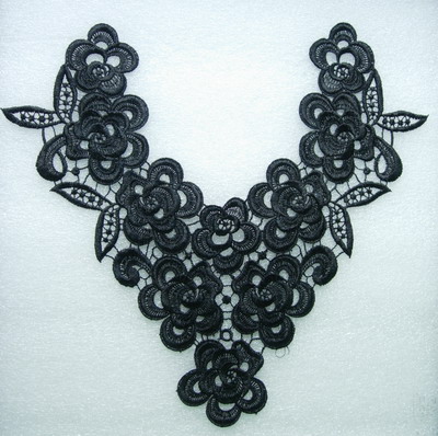 VK42-2 Venice Venise Collar Necklace Applique Floral Style Black VK42-2 Venice Venise Collar Necklace Applique Floral Style Black