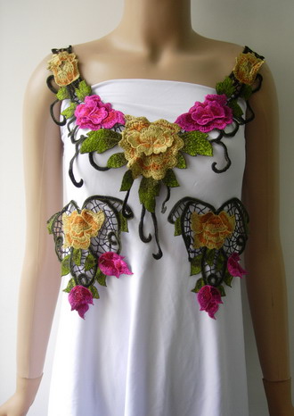 VK467 Colorful Floral Collar Epaulette Lace Venise Applique