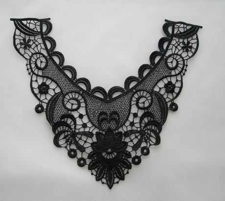 VK548 Vintage Floral Collar Neck Lace Venise Applique Black VK548 Vintage Floral Collar Neck Lace Venise Applique Black