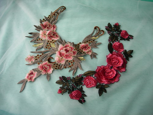 VK550 Multicolor Neckline Venise Venice Trims Applique 2pcs VK550 Multicolor Neckline Venise Venice Trims Applique 2pcs