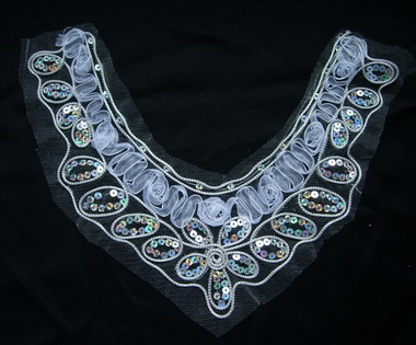 VN132 Floral Leaf Necklace Collar Organza Sequin Venice Applique - Click Image to Close