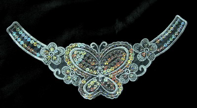 VN81 Venise Sequin Applique Butterfly Flowers Collar 2pc